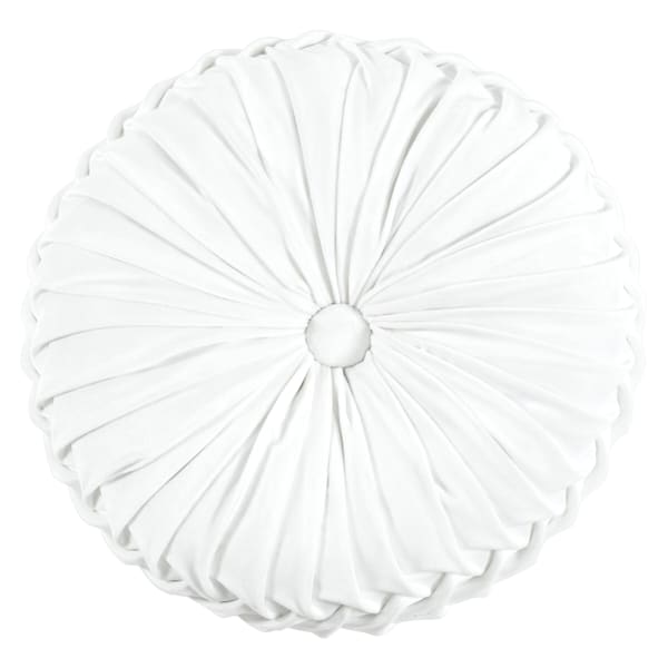 Holan White Pleated Velvet Round Throw Pillow, 16"