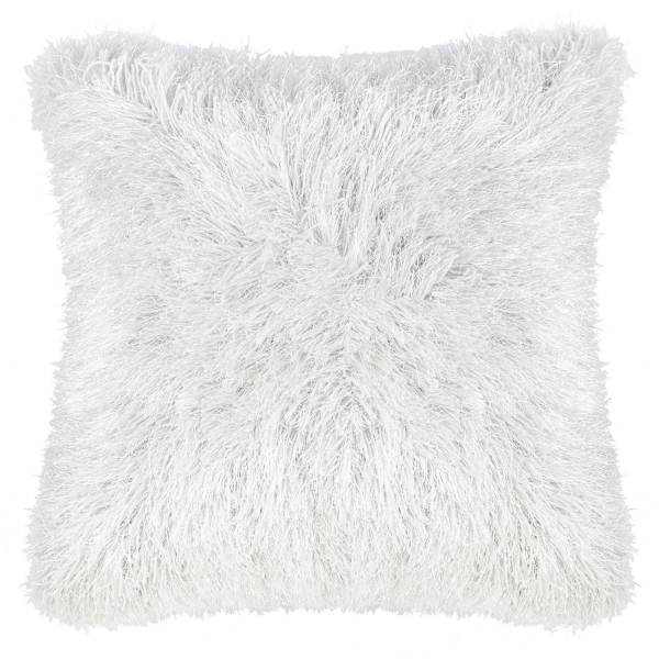 White shag pillow top