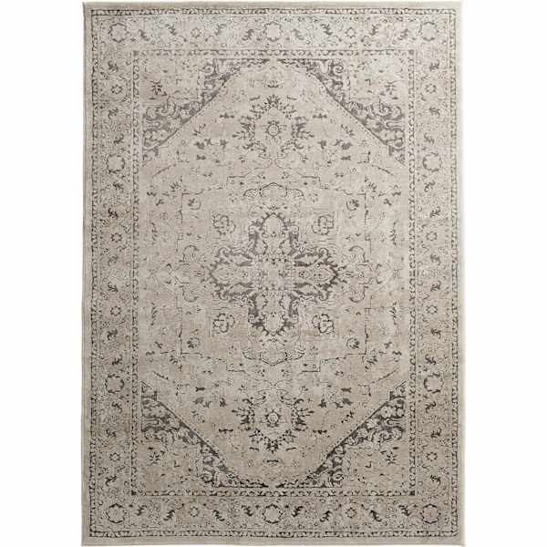 (A413) Clearwater Cream Medallion Area Rug, 5x7