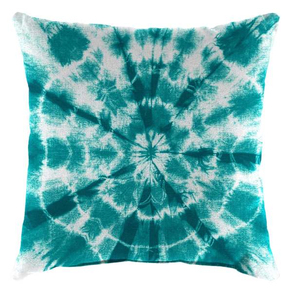 Shibori Turquoise Motif Square Outdoor Throw Pillow, 16"