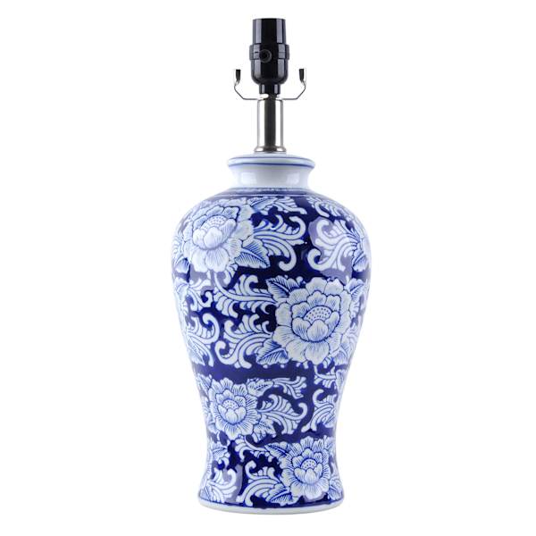 Grace Mitchell 18in. Blue/White Floral Chinoiserie Urn Ceramic Table Lamp