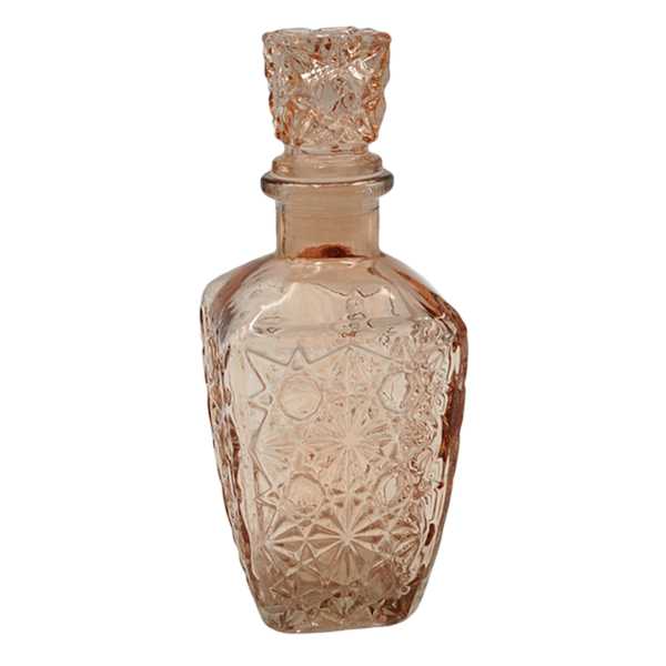 Pink Glass Decanter Vase, 8"