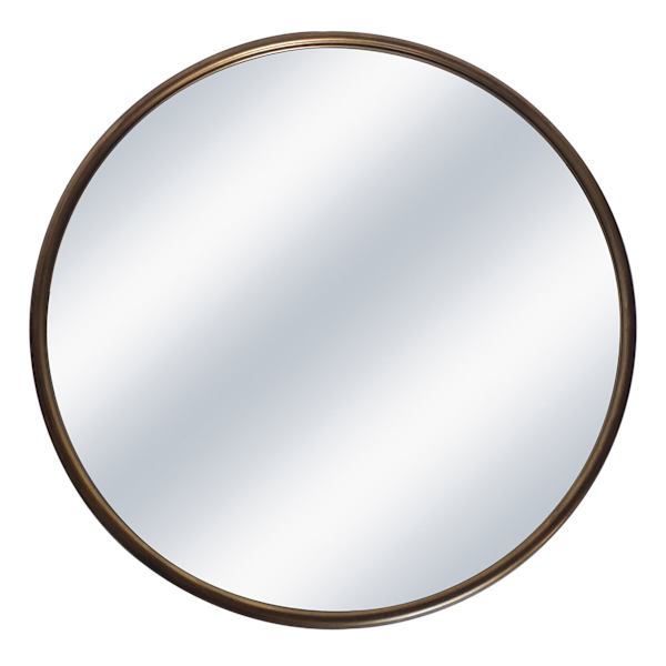 Gold Metal Round Wall Mirror, 32"