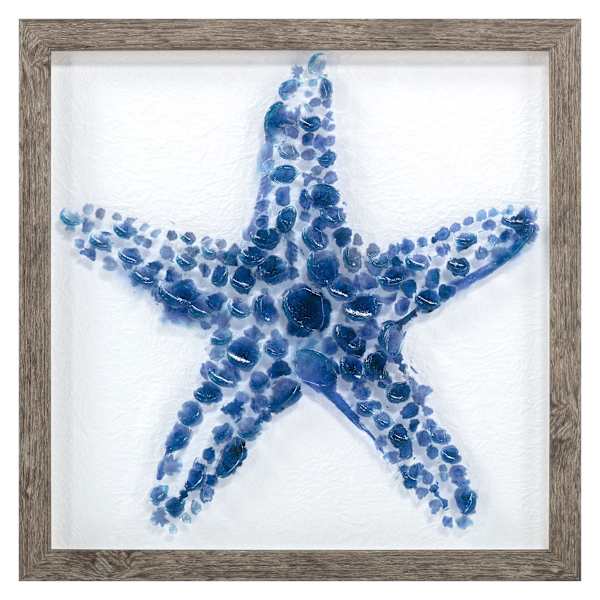 Ty Pennington Framed Blue Starfish Textured Canvas Wall Art, 13"