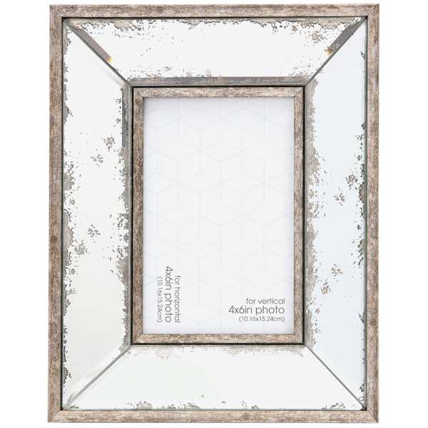 Antiqued Mirror Tabletop Picture Frame, 4x6