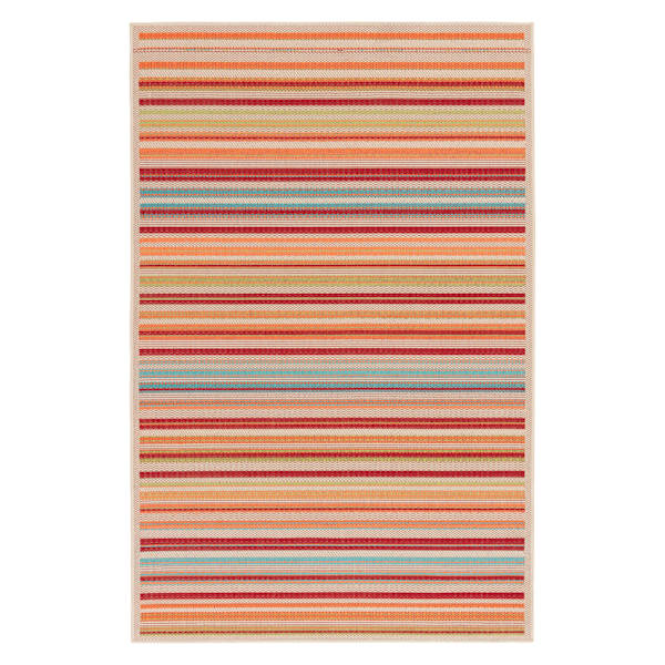 (E309) Scope Multicolor Striped Woven Indoor & Outdoor Accent Rug, 3x5