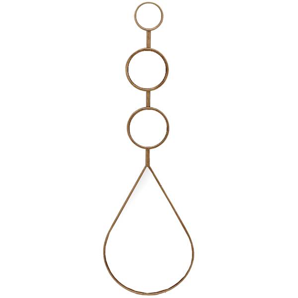 Gold Metal Tear Drop Wall Mirror, 7x24