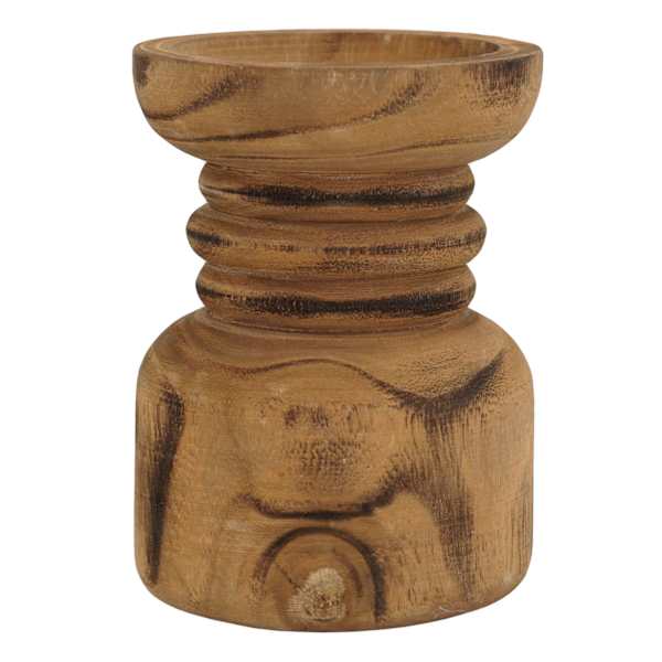 Honeybloom Natural Wood Pillar Candle Holder, 6"