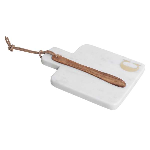 White Marbled Stoneware Monogramed Cheese Board, C
