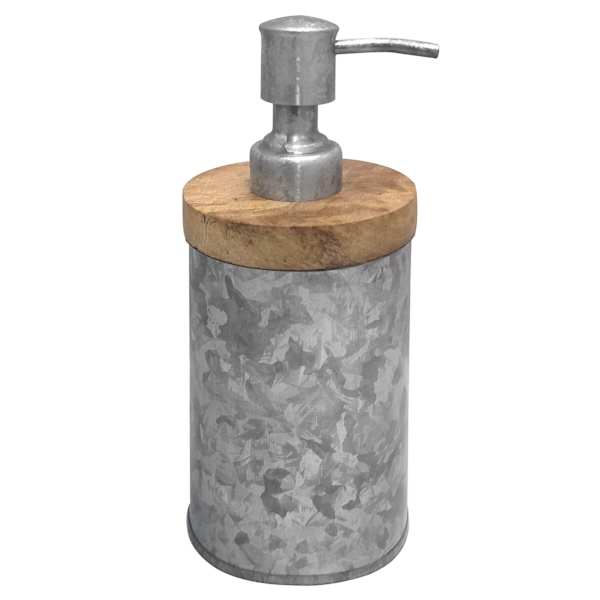 Light Grey Galvanized Metal Soap Dispenser, 7.5"