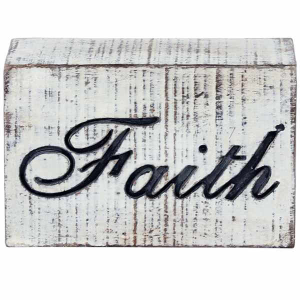 Distressed Faith Block Sign, 5x3
