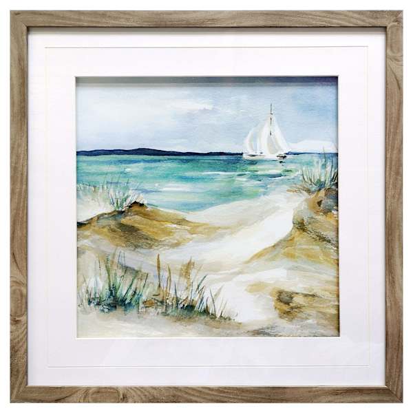 Glass Framed Sailboat Wall Art, 17"