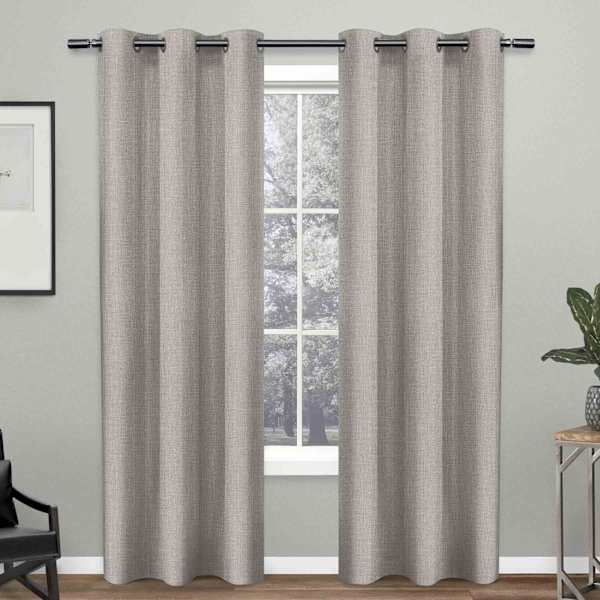 Crossweave Dove Grey Light Filtering Grommet Curtain Panel, 96"