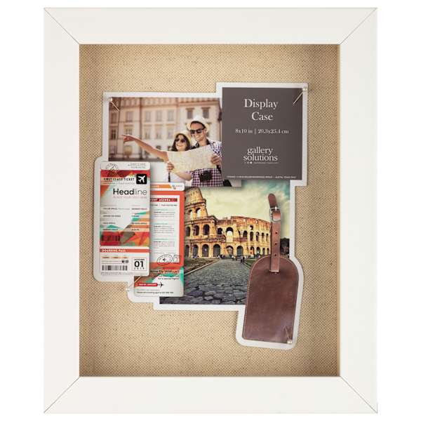 White Shadowbox Linen Back with Pins, 8X10