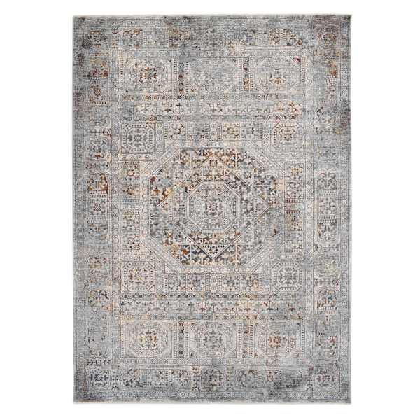 (A462) Blue Multicolor Modern Dense Medallion Area Rug, 5x7