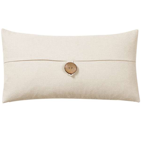 Clayton Ivory Coconut Button Throw Pillow, 13x24