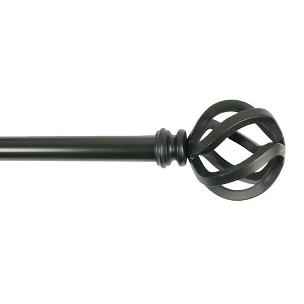 Sanford 5/8" Black Finish Metal Cage Adjustable Curtain Rod, 48-84"