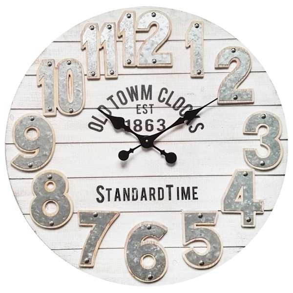 Old Town Clocks White Wooden Round Wall Clock, 28"