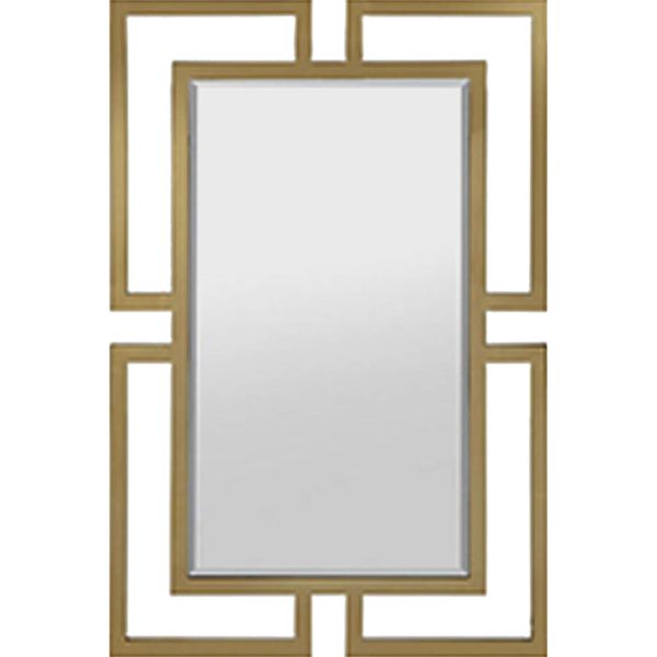 Contemporary Die Cut Gold Metal Framed Rectangle Wall Mirror, 24x36