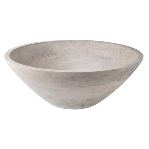 White Wooden Serving Bowl, Large