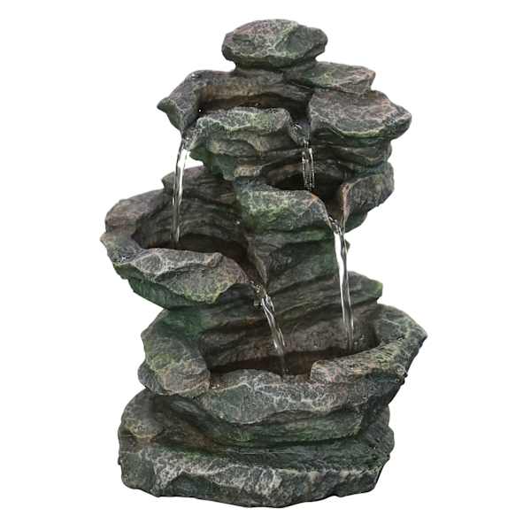 4-Tier Tabletop Rock Outdoor Fountain, 7.5"