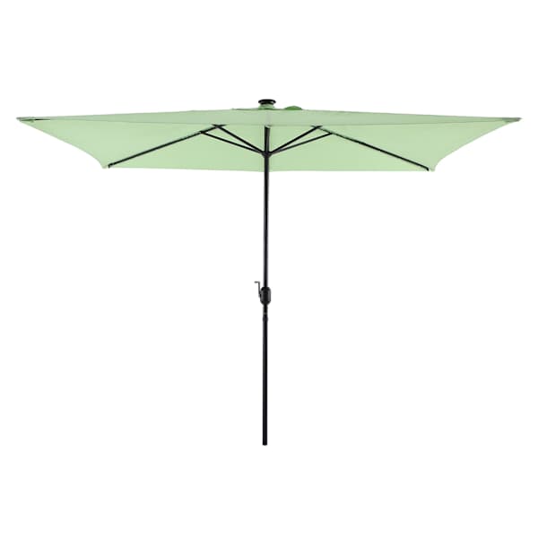 Aloe Green Rectangle Aluminum LED Outdoor Patio Umbrella, 6.5x10