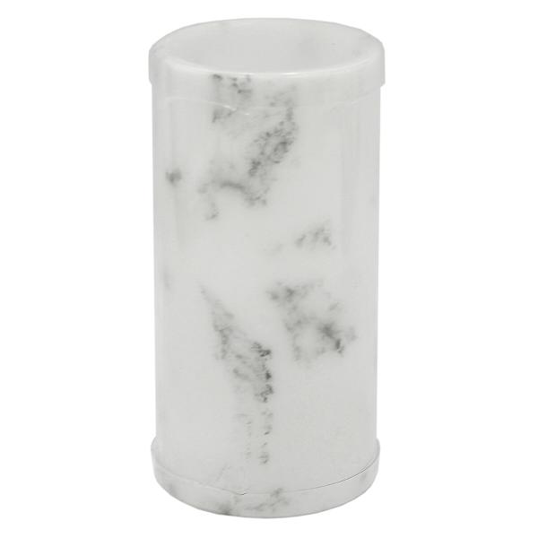 Crosby St. White Marbled Wax LED Pillar Candle with 6 Hour Timer, 3x6