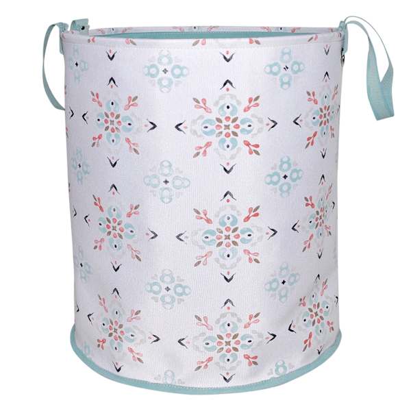 Collapsible Laundry Hamper with Handles, Teal & Orange