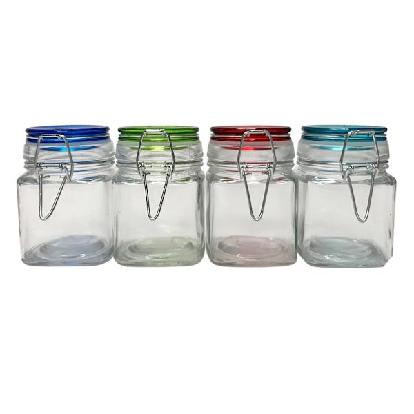 Assorted Color-Top Glass Spice Jar, 6.76oz