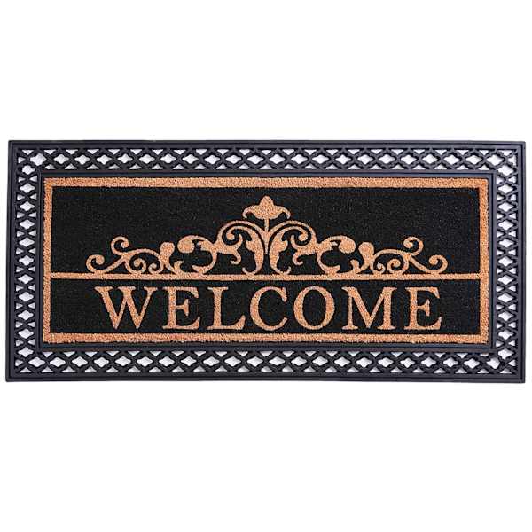 Welcome Coir Mat with Rubber Border, 22x47