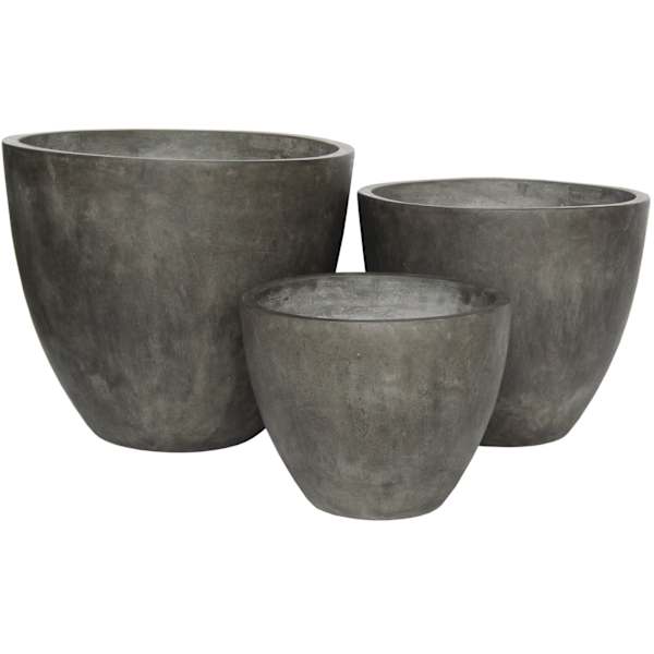 Dark Grey Concrete Egg Shape Outdoor Planter with Natural Smooth Finish, Medium