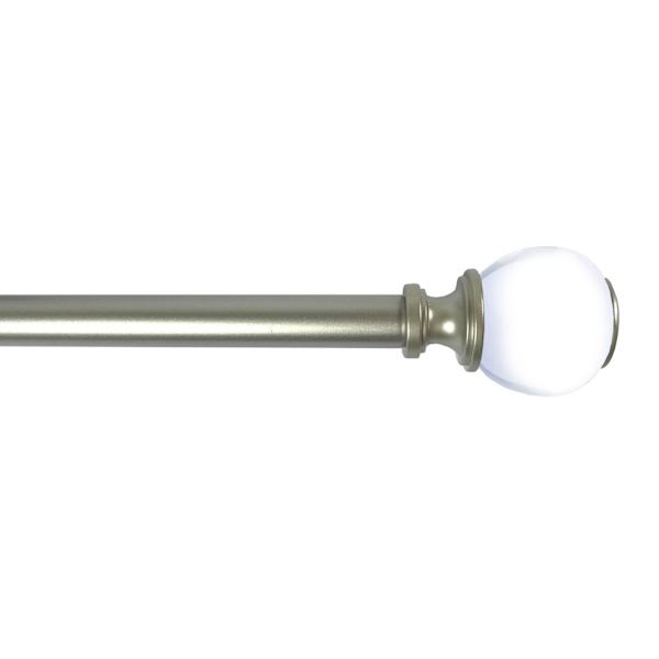 Turner 1/2" Silver Finish Clear Ball Adjustable Curtain Rod, 36-72"