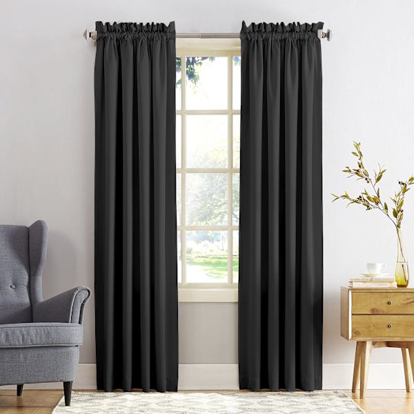 Madison Black Pole Top Room Darkening Curtain Panel, 95"