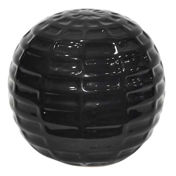 Black Ribbed Ceramic Sphere, 4"
