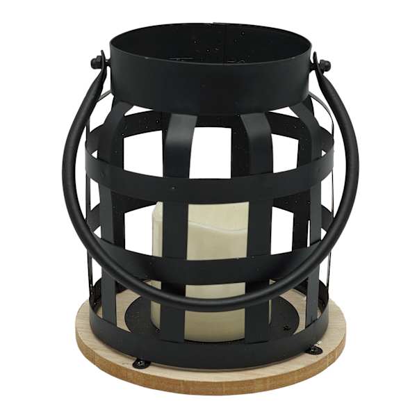 Black Metal Lantern with 4" LED Candle, 7"