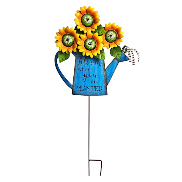 Sunflower Watering Can Yard Stake, 34"