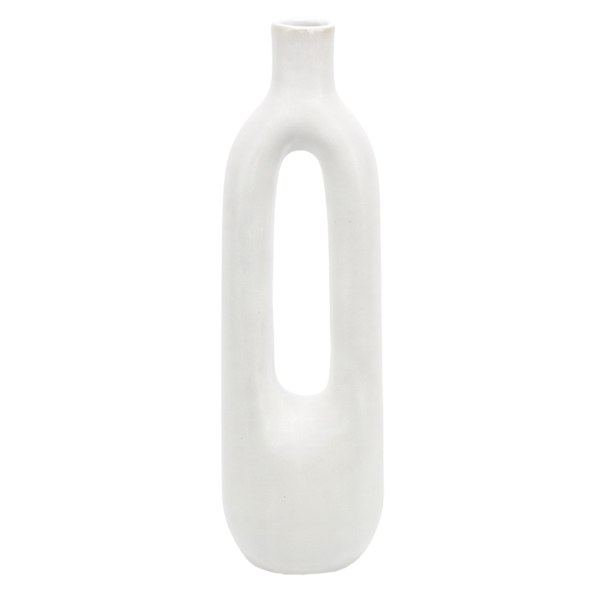 Tracey Boyd White Ceramic Open Vase, 13.5"