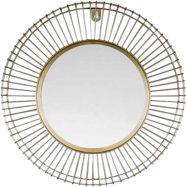 Soul Searcher Gold Metal Round Wall Mirror, 16"
