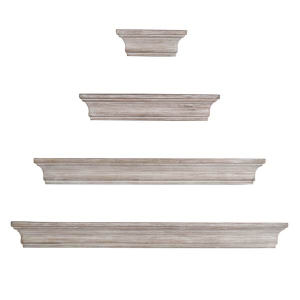 Kate 4-Piece Wooden Wall Ledge Set, Light Grey