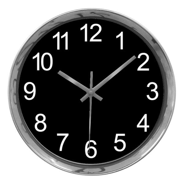Black & Chrome Accent Round Wall Clock, 10"