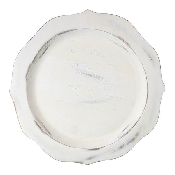 White Wooden Scalloped Charger Plate