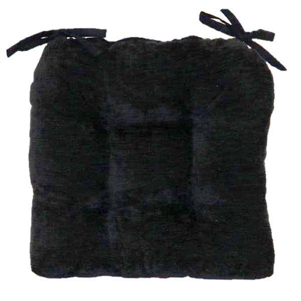 Reese Black Chenille Dining Chair Cushion