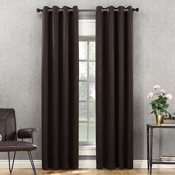 Found & Fable Huntington Chocolate Room Darkening Grommet Curtain Panel, 84"
