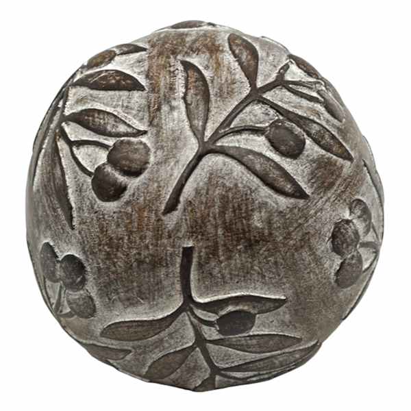 Carved Brown Decorative Ball, 4"