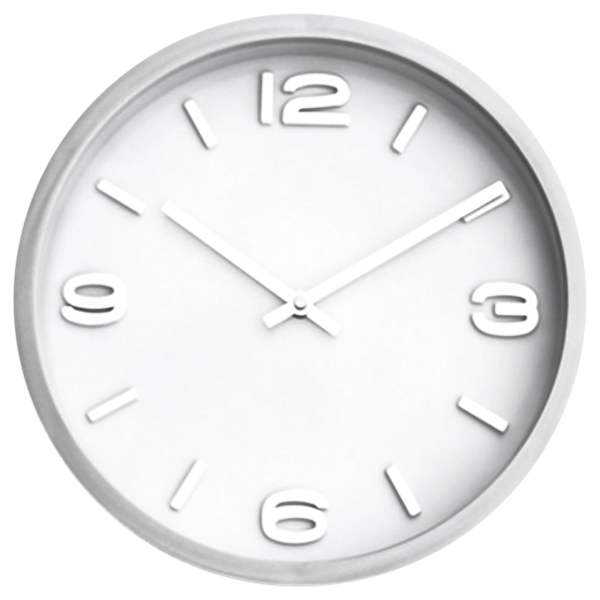 Silver & White Accent Round Wall Clock, 12"