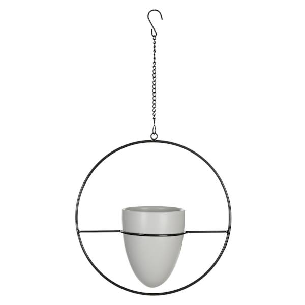 Indoor Winston Circle-Hanging White Pot, Medium