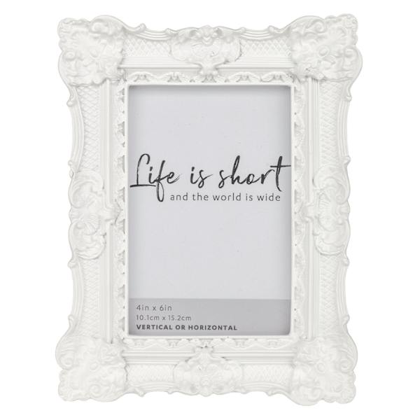 Providence White Ornate Tabletop Picture Frame, 4x6