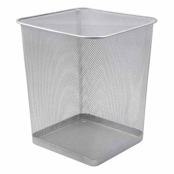 Silver Mesh Wastebasket, 12"