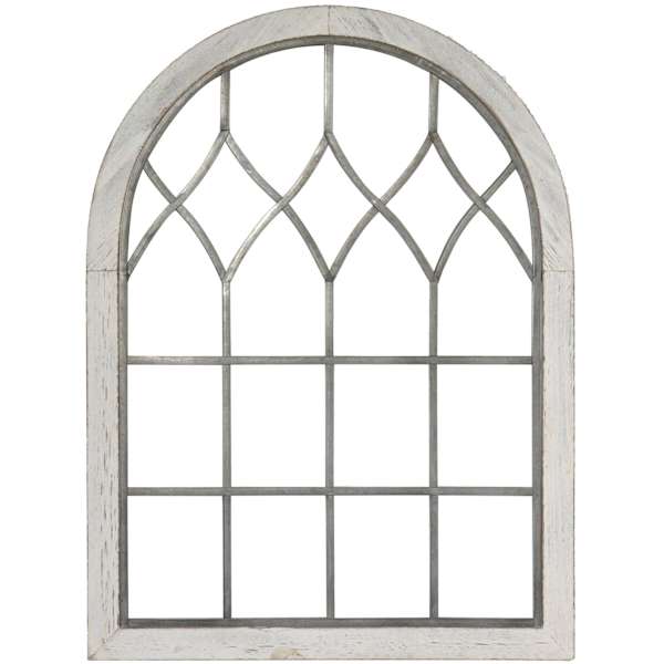 Wood & Metal Arched Window Wall Art, 23x31
