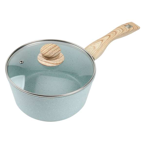Mint Green Speckled Non-Stick Sauce Pan with Lid, 3qt